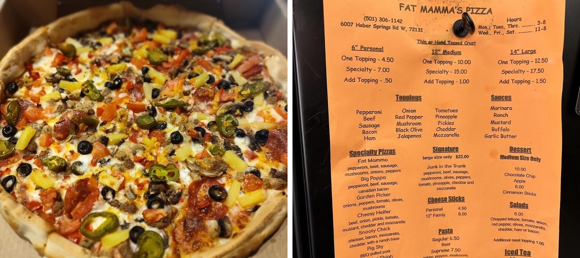 FAT Mamma's Pizza Menu