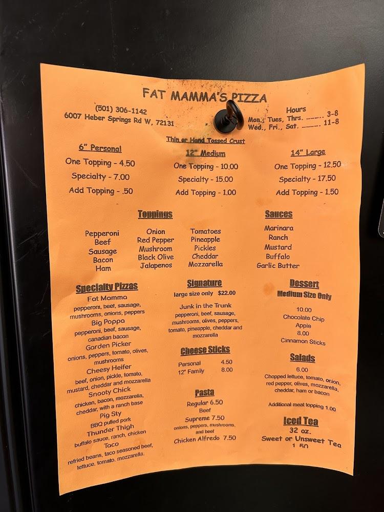 FAT Mamma's Pizza Menu image 1